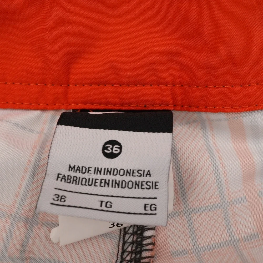 Nike Mens Orange Plaid Board Shorts Size 36 Swim Trunks Checkered Beachwear